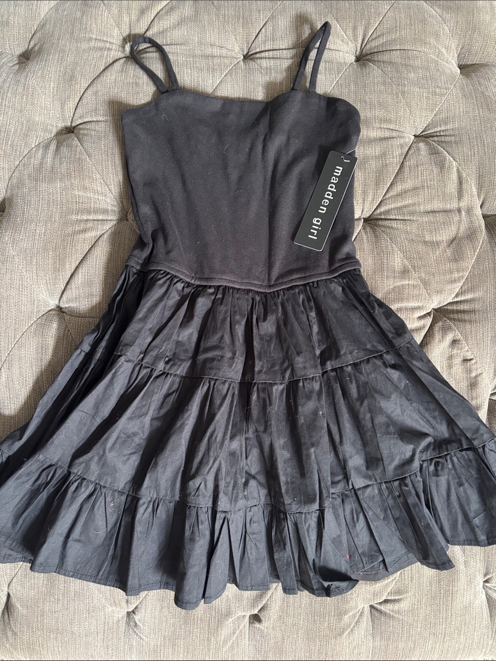 NWT Madden Girl Black Tiered Spaghetti Strap Dress